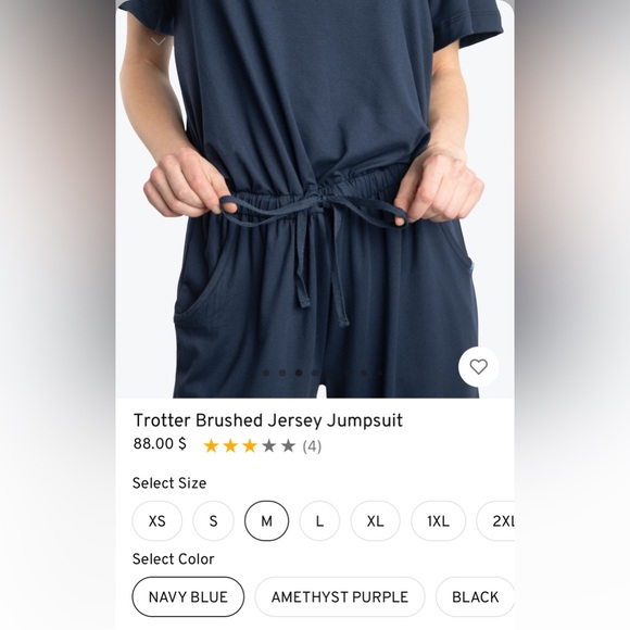 NWT Lug Trotter Brushed Jersey Jumpsuit - Navy Blue, size medium - Picture 3 of 10